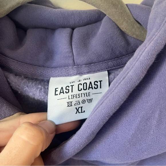 East Coast Lifestyle Colorblock Hoodie XL Unisex Purple Pink Teal Anchor Patch - Picture 4 of 8